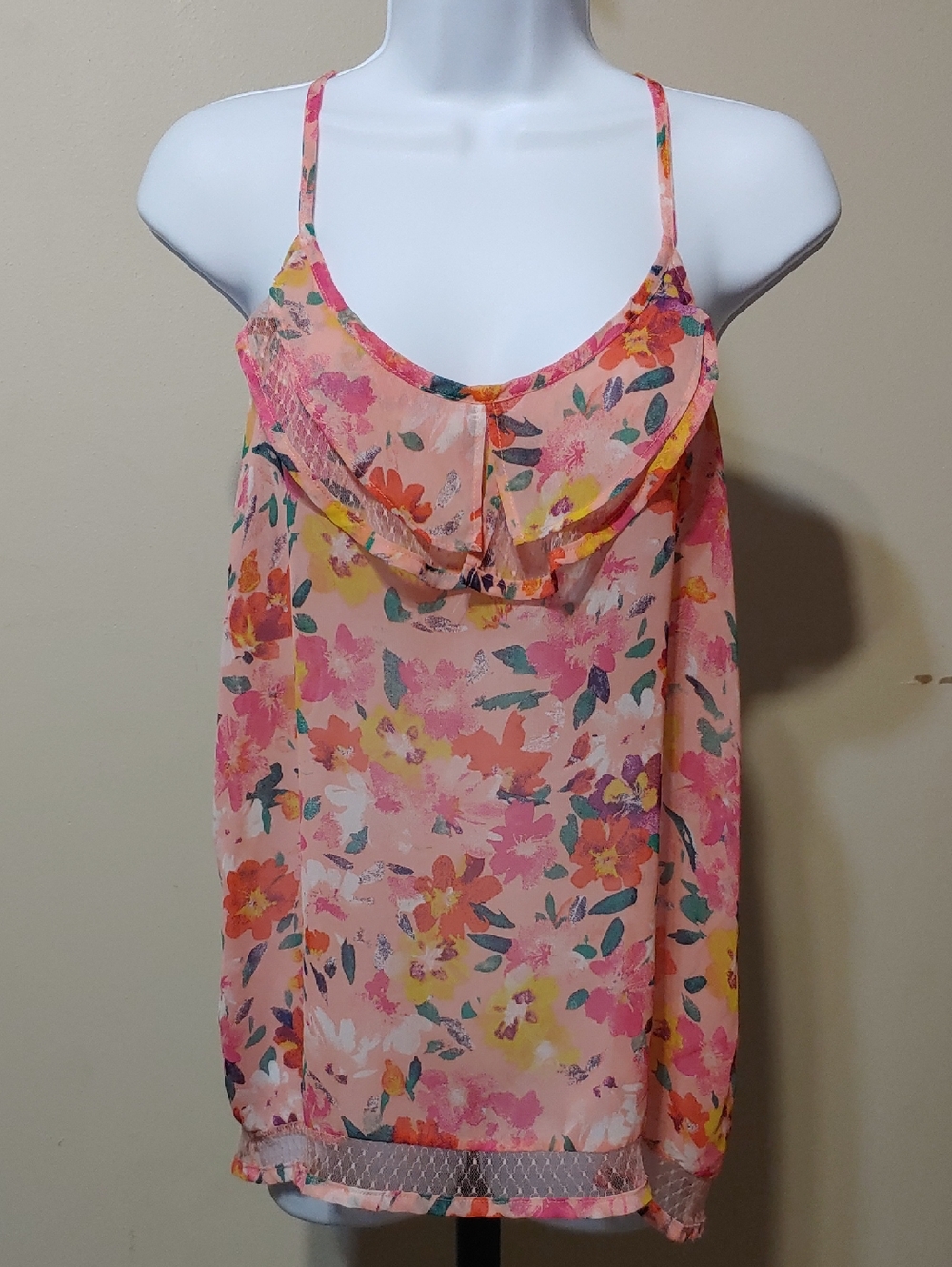 BONGO Coral Floral Sleeveless Top
